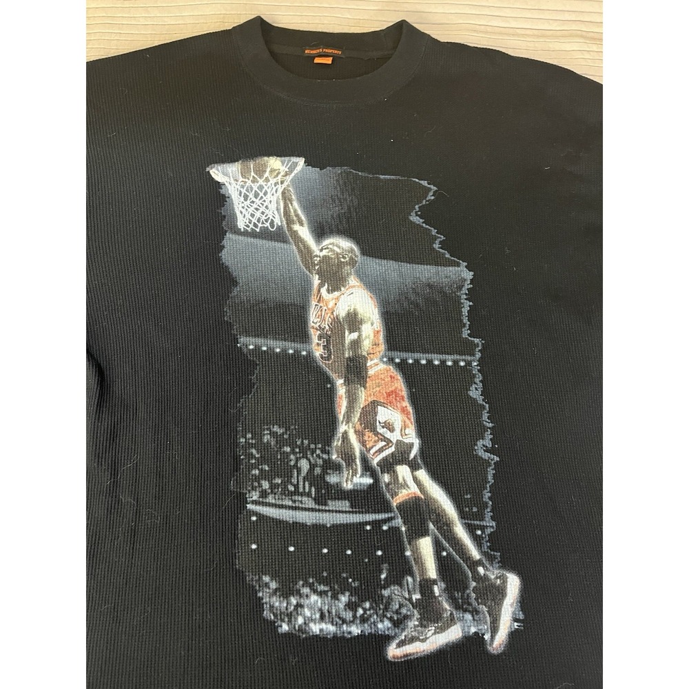 Vtg Members Property Michael Jordan Y2K Waffle Knit Long Sleeve Shirt Mens 3XL - Picture 2 of 12